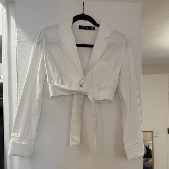 Lioness White Cropped Collared Shirt size XS - Picture 1 of 4